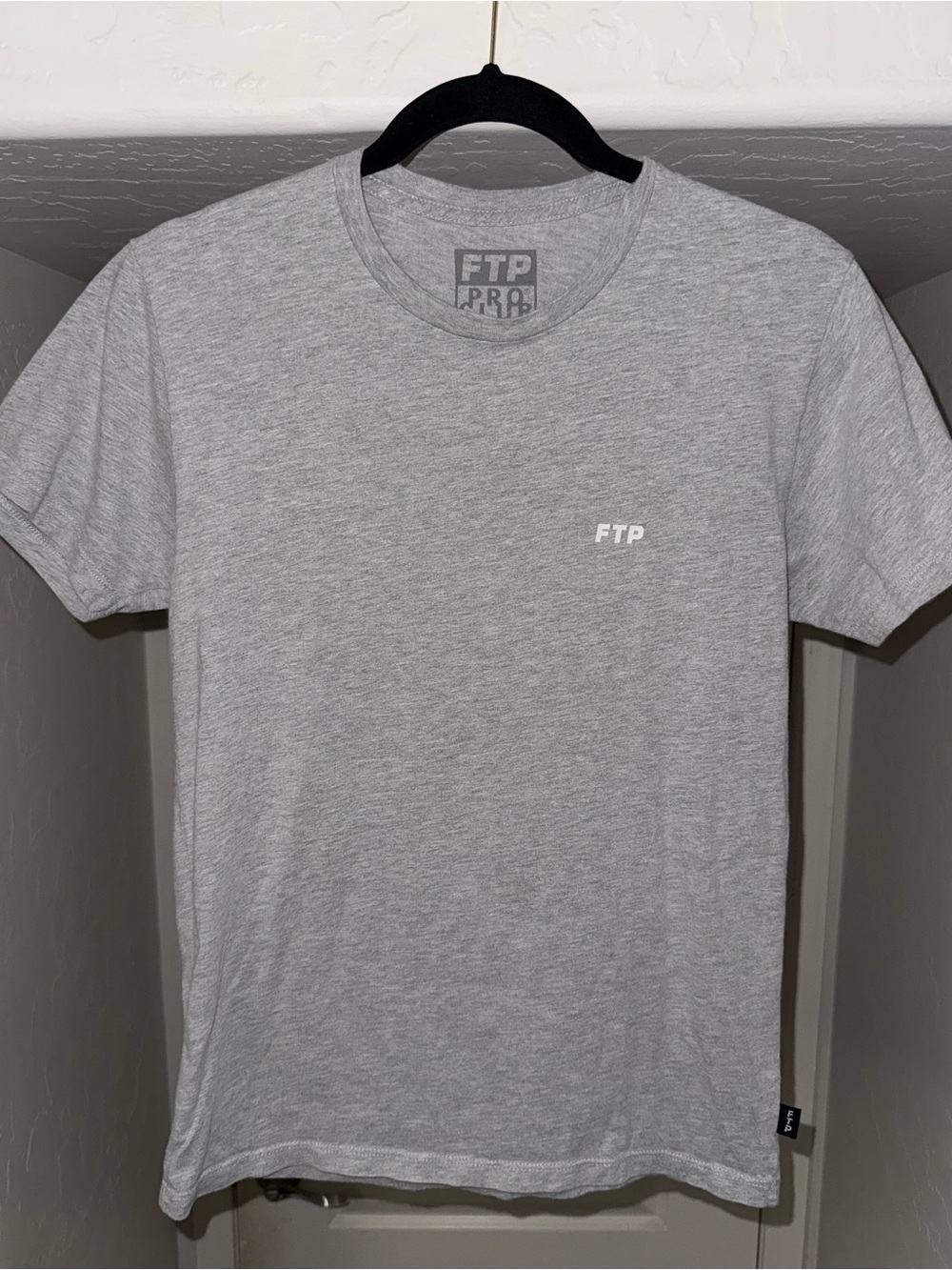 FTP Short Sleeve Crew Tee in Heather Gray with Small Chest Logo
